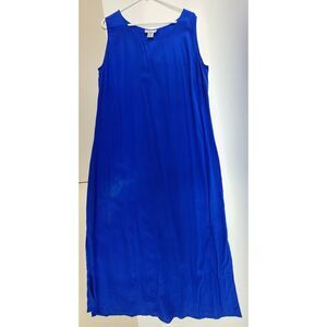 Simply Silk Royal Blue 100% Silk Sleeveless Maxi Dress Plus Size 1X Minimalist